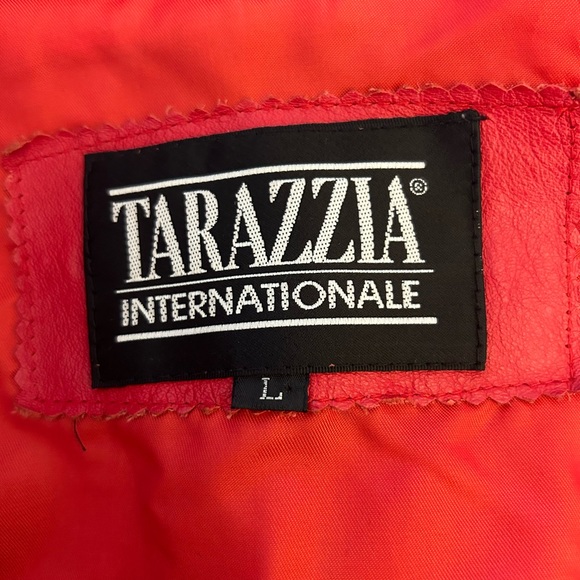 Tarazzia Internationale Size Large Red Genuine Leather Jacket - Picture 7 of 7